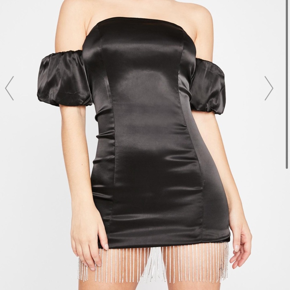 black sattin dress